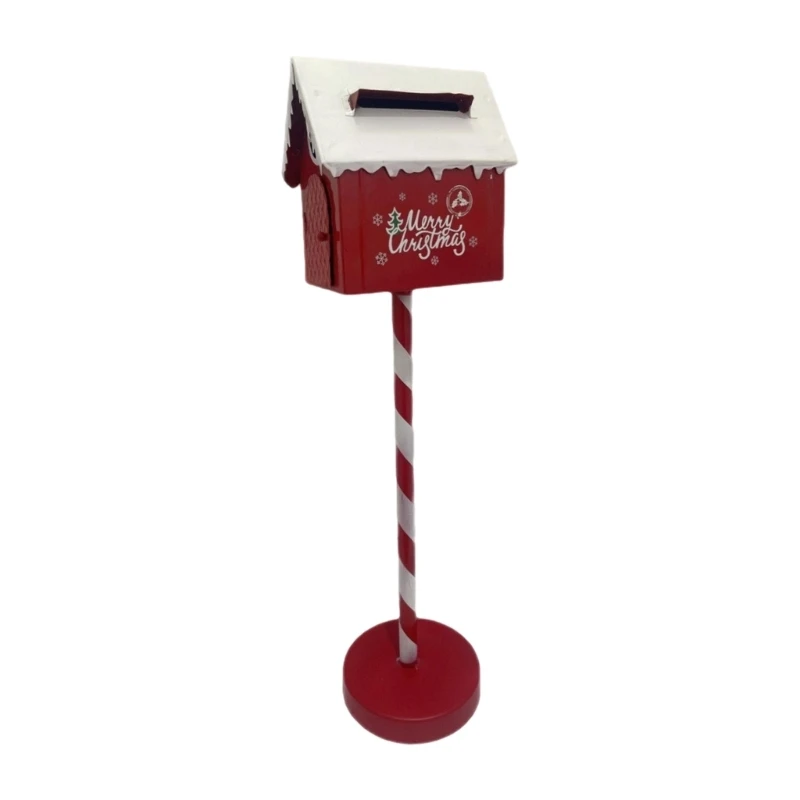 Weihnachts-Briefkasten-Display, freistehender Feiertagsständer aus Metall mit Briefschlitz und rot-weißer Oberfläche zum – Detail 1
