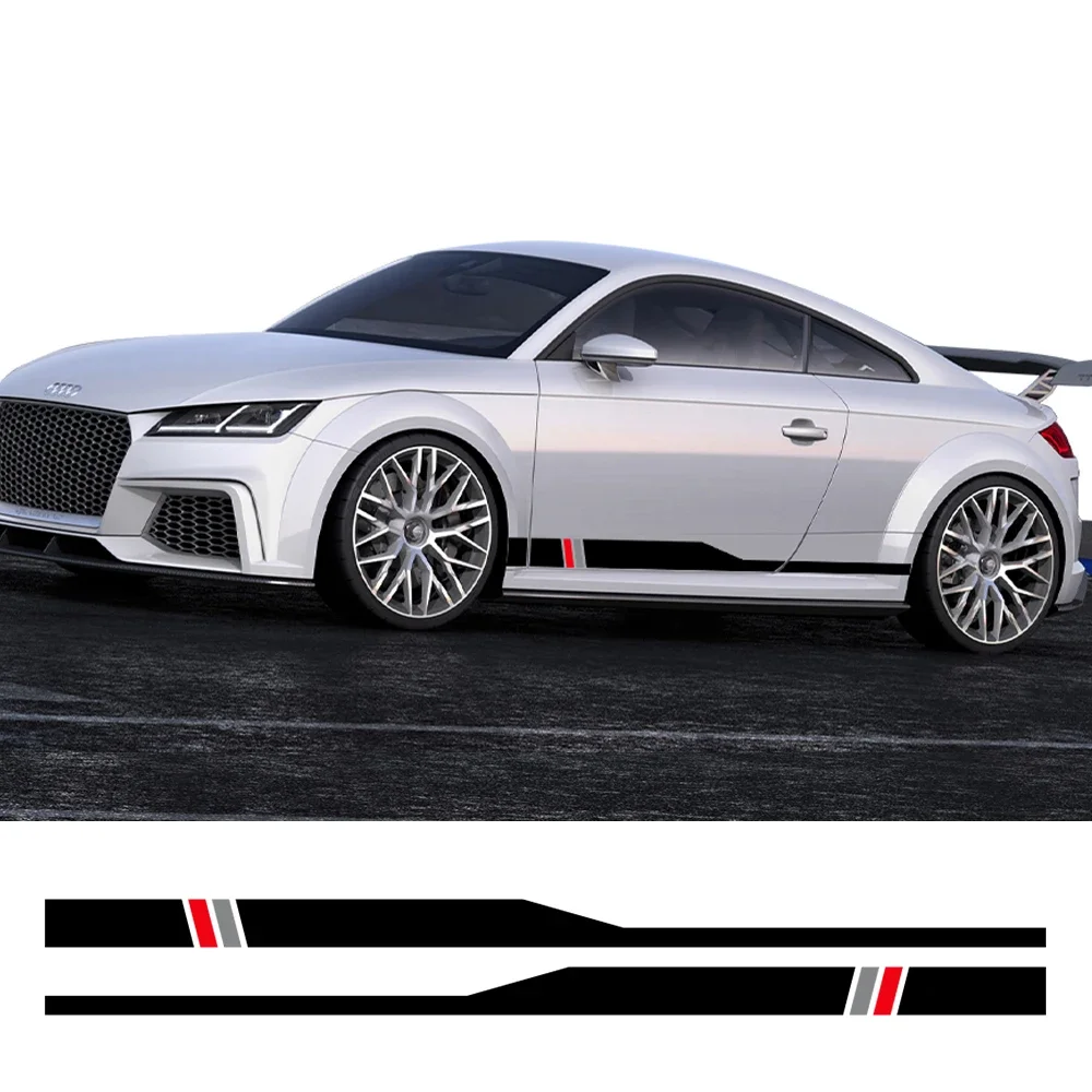 Car Side Skirt Sticker Trims Vinyl Decals Creative Tricolor Decor Auto Accessories For Audi TT 8N MK1 MK2 8J Coupe MK3 8S TFSI