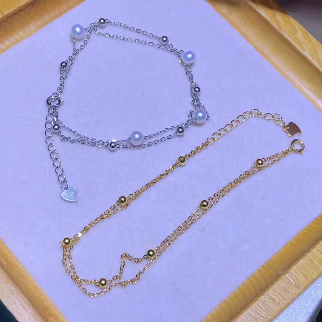 

Браслет из стерлингового серебра S925, настройки крепления, крепления, базовая часть, браслет для 5-7 мм, жемчуг, камни, бусины, 5 шт./лот