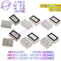 10PCS/lot HFD31 DC5V 12V 24V -S -L1 -L2 -L2S -L1S Subminiature Signal Relay H FD31/12-L2S HFD31/24-L1S 0.5A 125VAC 10PIN SMD/DIP