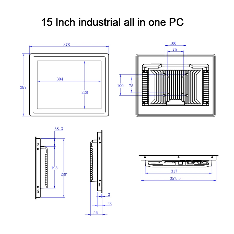 15 Inch Capacitive Touch Industrial Tablet PC Intel Core i5-7200U CPU With WiFi Module Intelligent CNC Computer