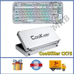 【 Direct delivery from stock 】CoolKiller CK75 Wireless Transparent Gasket Mechanical Keyboard-Polar Bear