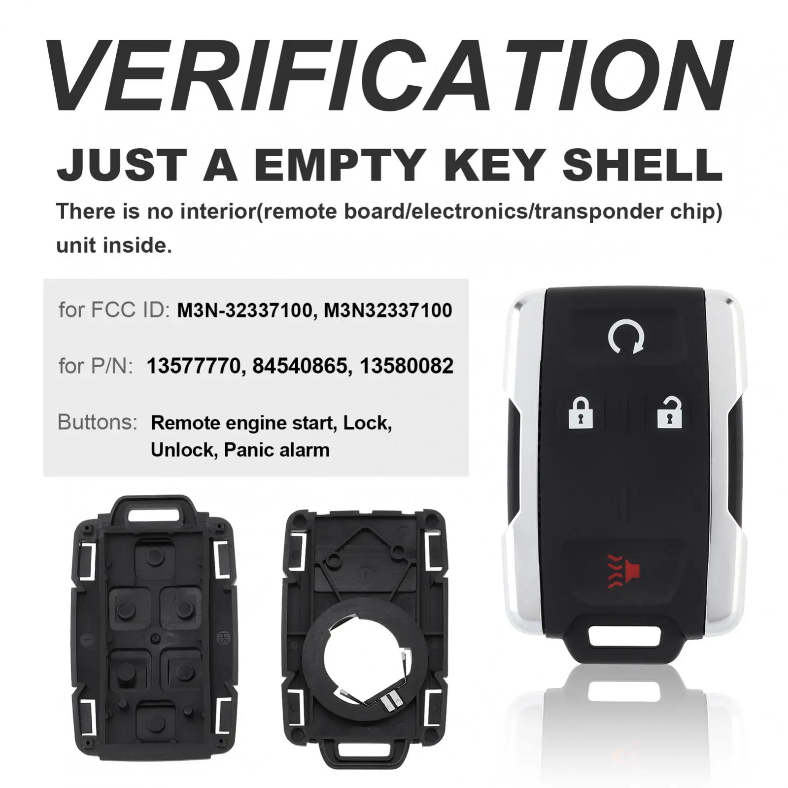 4 Buttons Fit for Chevrolet / GMC M3N-32337100 Car Keyless Entry Smart Remote key Shell Replacement Key Fob Cover Case