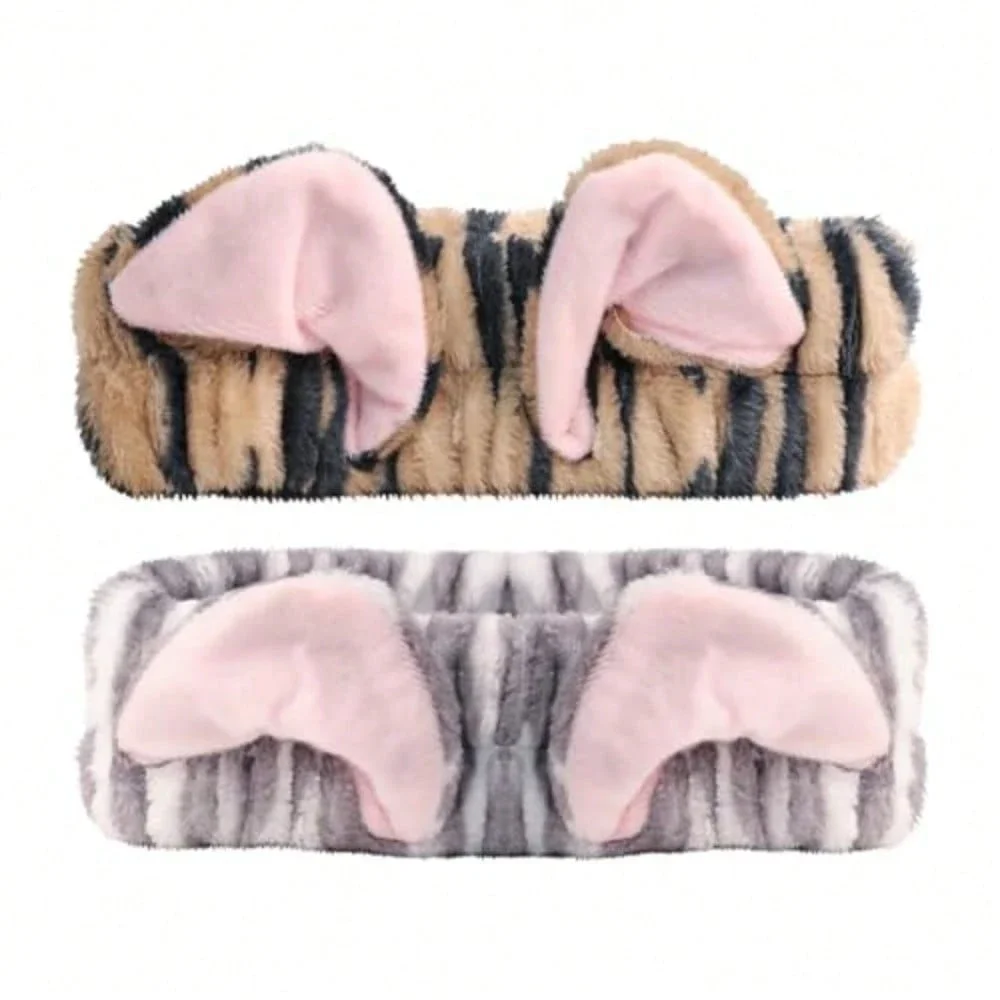 

Cute Animal Ear Headband For Spa Makeup Washing Face Party 2 Pack Soft Facial Hair Band For Women