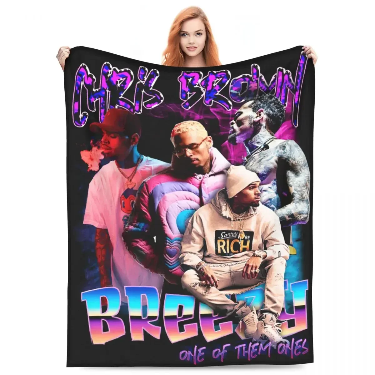 Cozy Chris Brown Homage 90s Blanket Accessories Bedding Decorative Hip Hop Rapper Throws And Blankets Warm Flannel for Couch