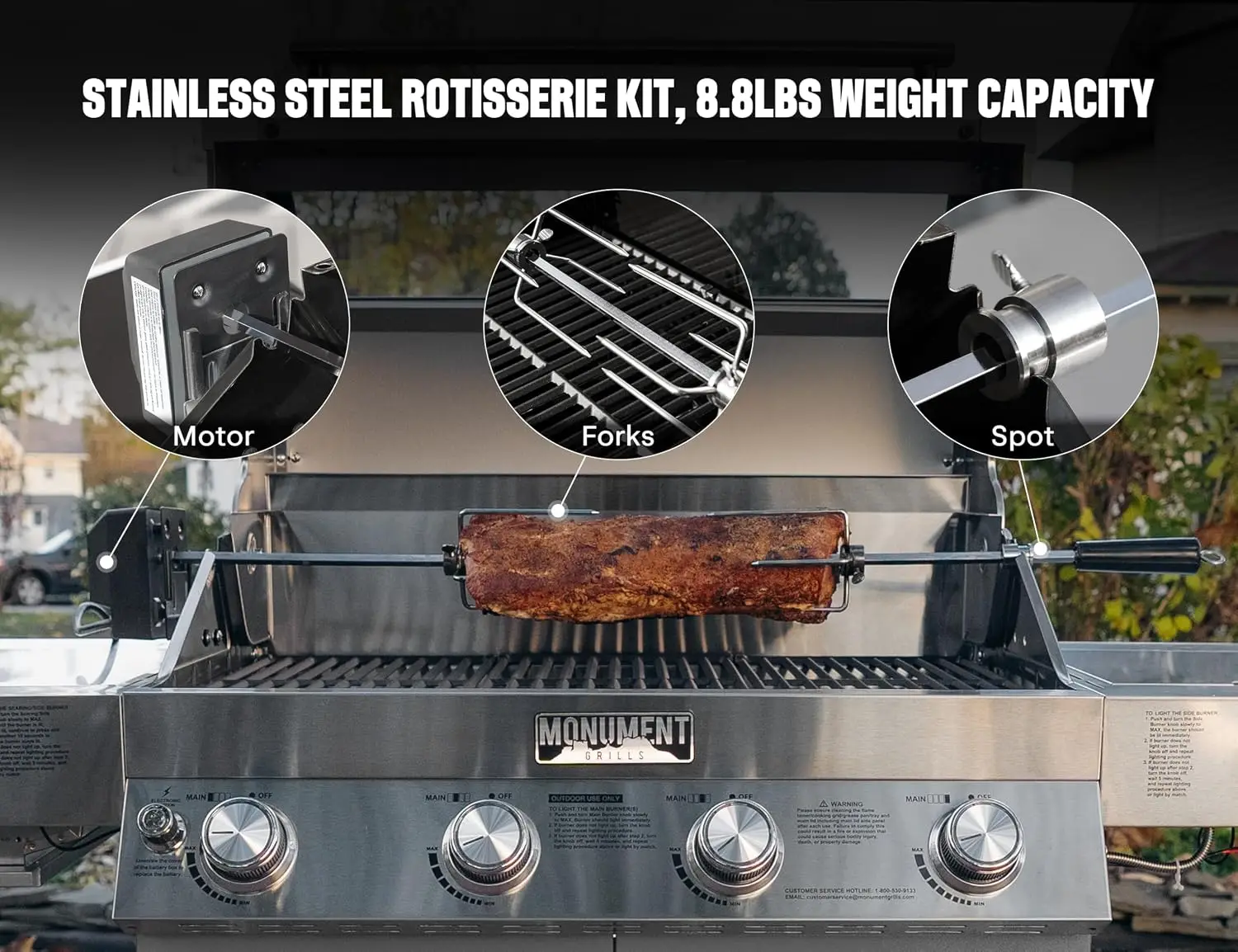 Larger 4-Burner Propane Gas Grills Stainless Steel Cabinet Style with Infrared Side Sear & Side Burners Knob, Customized