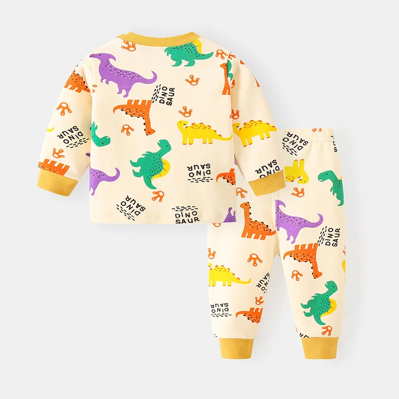 2024 New Autumn Baby Pajamas 0-4T Boys Cute Dinosaur Letter Home Clothing Set Toddler Loose Clothes 2PCS