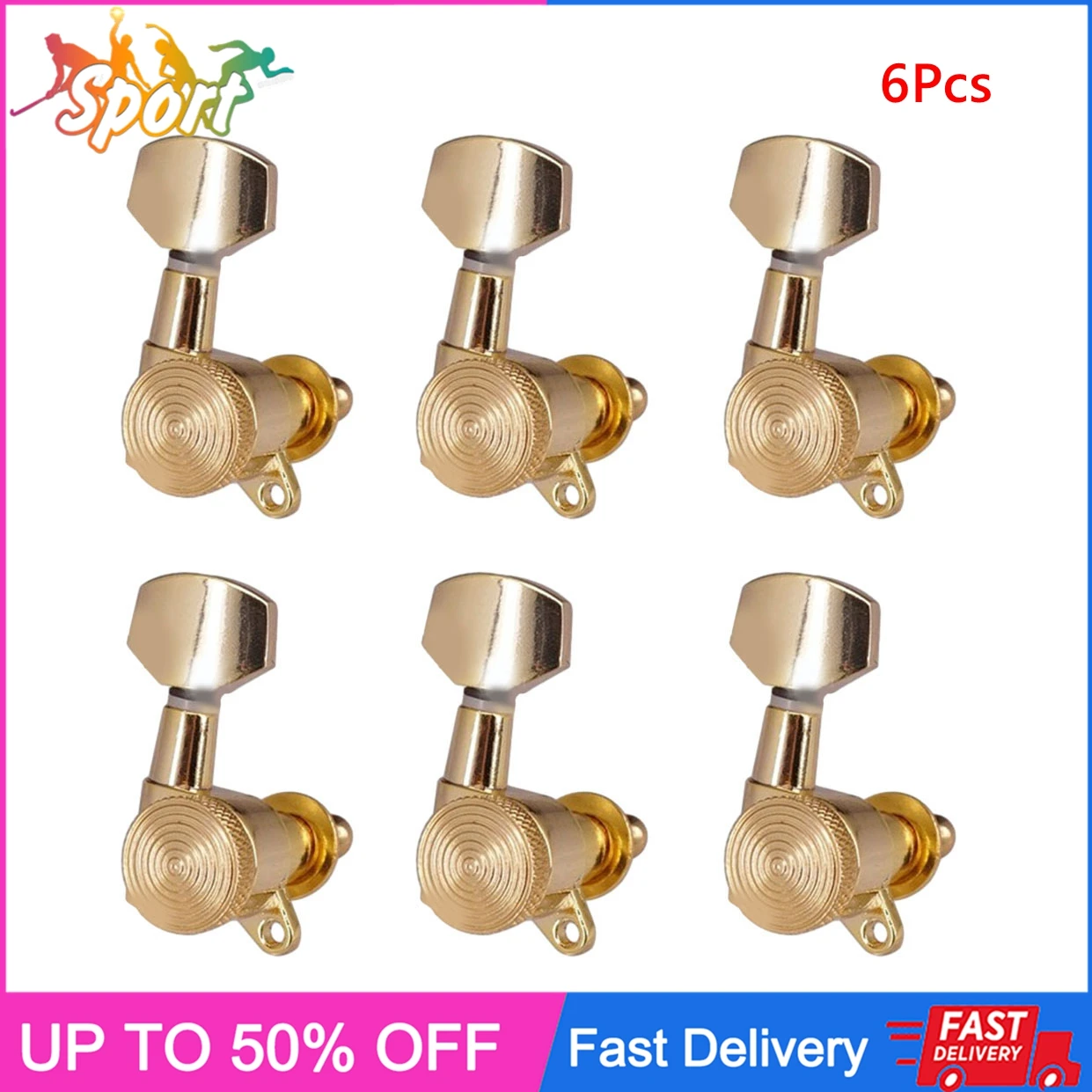 6Pcs Guitar String Peg Locking Tuners Heavy Duty Improve Internal Longevity Machine Precise Replacements Zinc Alloy