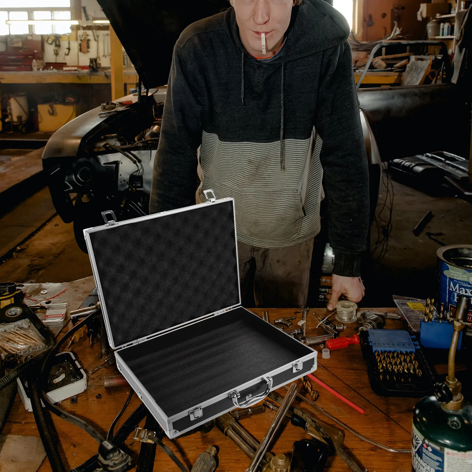 Aluminum Alloy Tool Box Large Capacity Lockable Flight Case Portable Tools Container Storage Carrying Case for Home Office