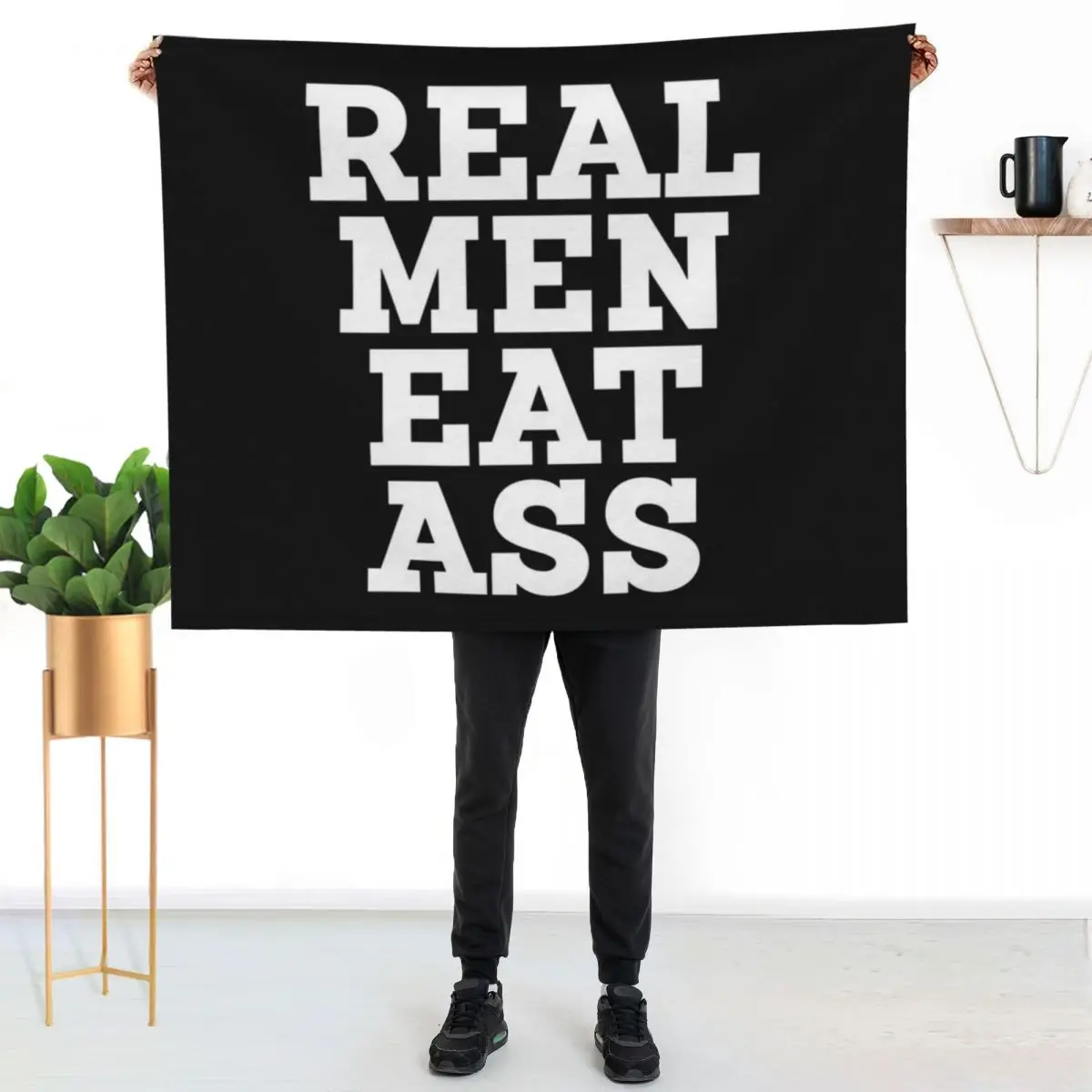 Real Men Eat Ass Throw Blanket Fade Resistant Durable Throw Blanket