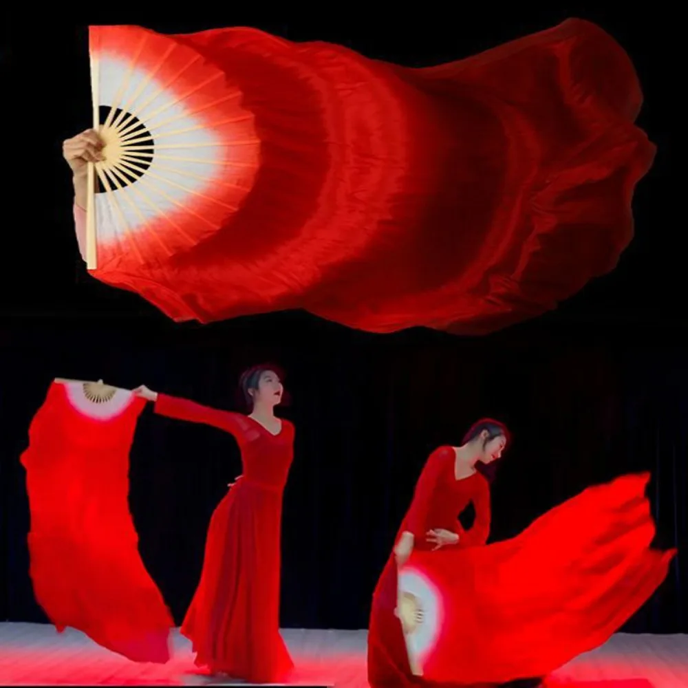 Hot Sell Gradient Color Belly Dancing Fan Multicolors 120cm Long Imitation Fan Square Dancing Dance Accessories