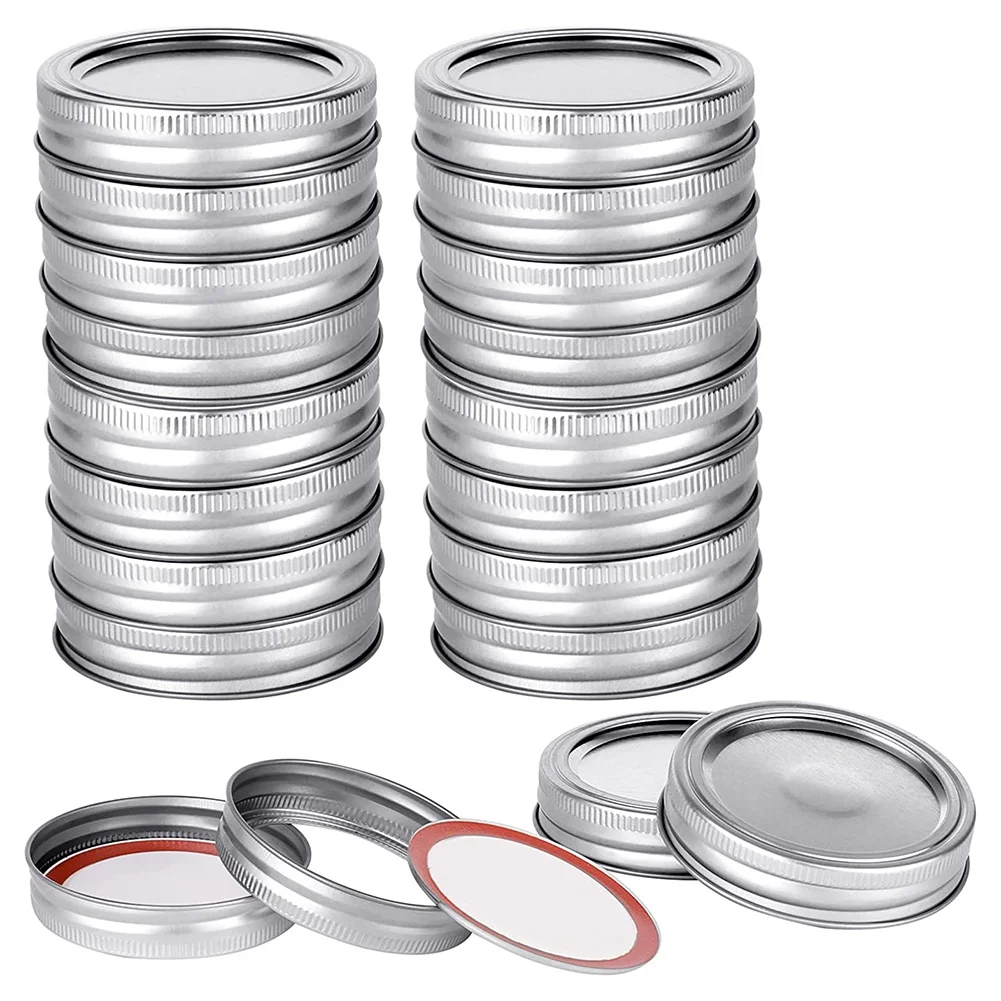 AA05 20Pcs Mason Jar Lids & Rings Set for Regular Mouth Canning,Split-Type & Leak Proof Lids for Ball Kerr Jars (70 MM)