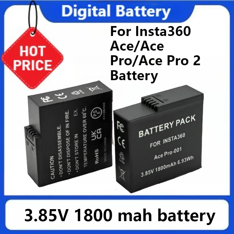 

For Insta 360 Ace Pro Camera Accessories for Insta360 Ace/Ace Pro/Ace Pro 2 Battery 1800mAh 2 3 6 8 10pcs
