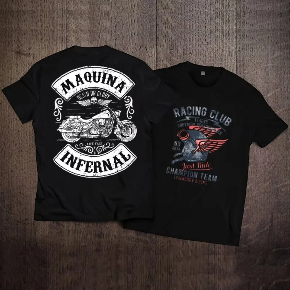 2026  Vintage Motorcycle Graphic T-Shirt Kids Adults Pure Cotton Crew Neck Short Sleeve Retro Biker Print Casual Tee