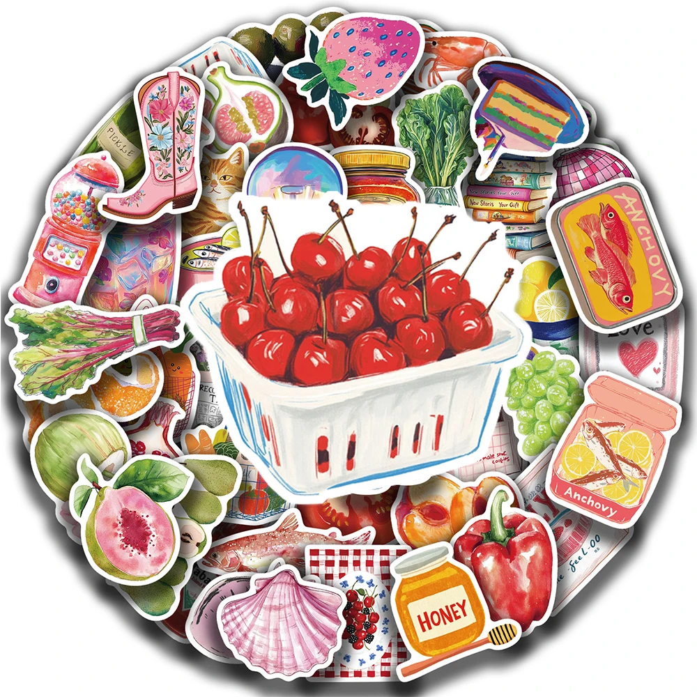 

10/30/50pcs Retro Mediterranean Aesthetic Stickers Watercolor Fresh Style Decals Laptop Phone Luggage Guitar Cartoon Sticker Toy