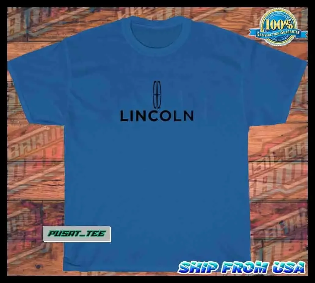 

New Item Lincoln Car American Funny Logo Men's T-Shirt Size S-5XL