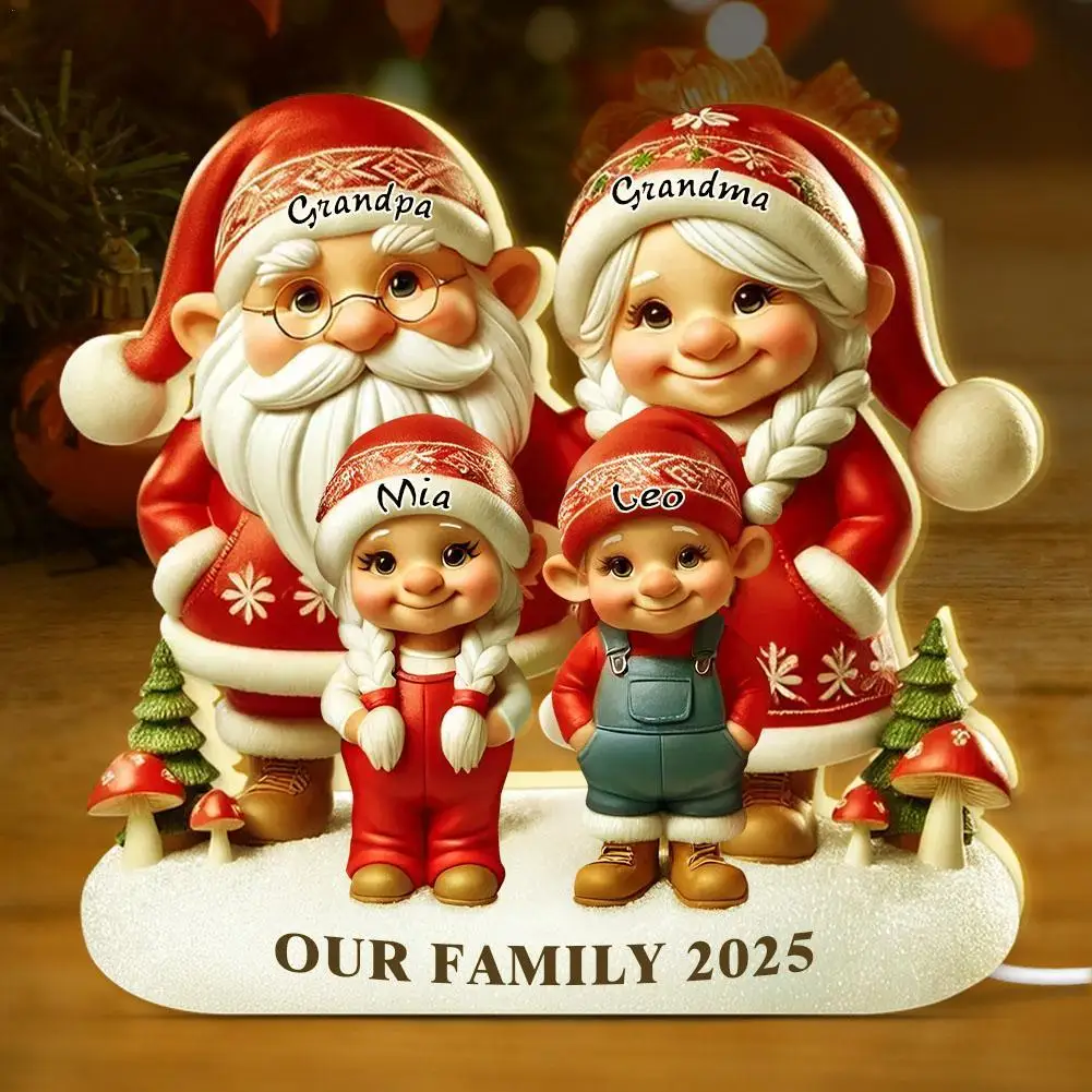 Personalized Light Box Grandparents And Grandkids With Name,Custom 3D Effect Christmas Light Box,Birthday Gifts For Grandma, Kid