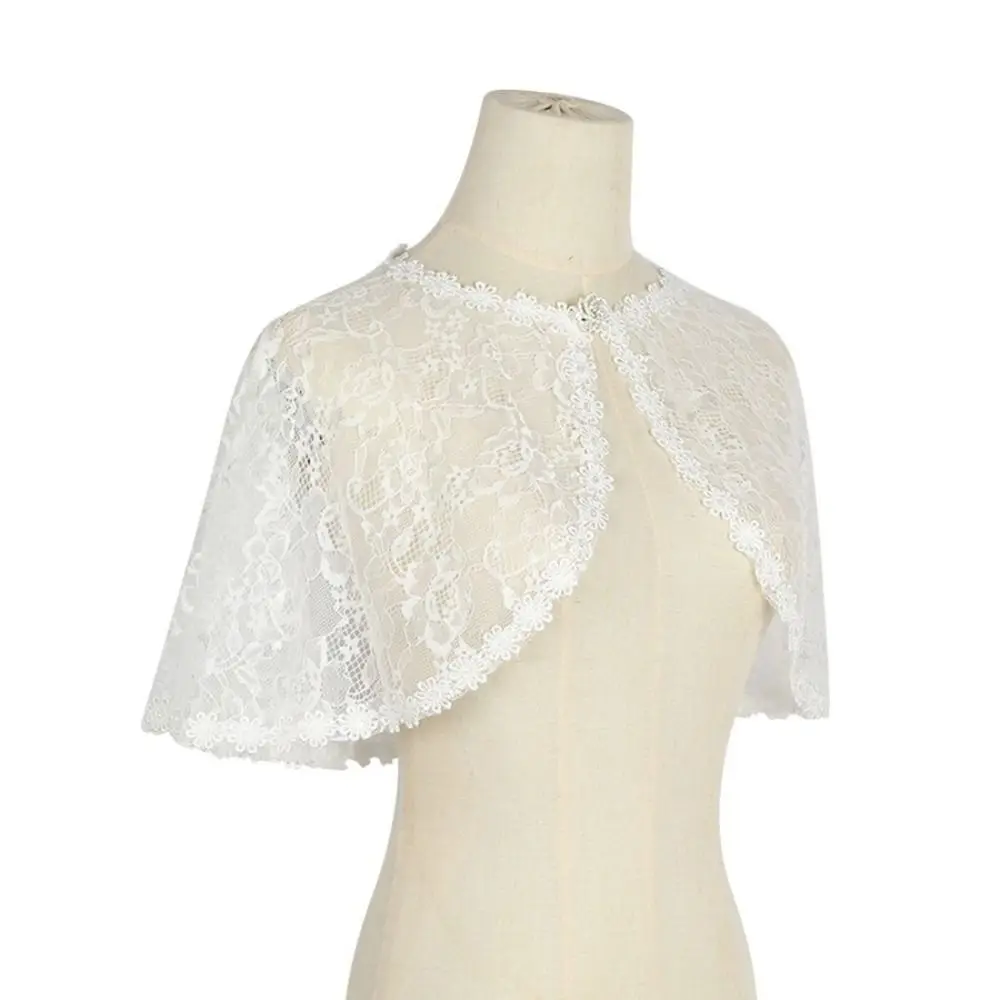 Floral Lace Lace Shoulder Wrap Hollow Out Rhinestones Embellishments Bridal Shawl Thin Fabric Diamond Embedded Wedding Capelet