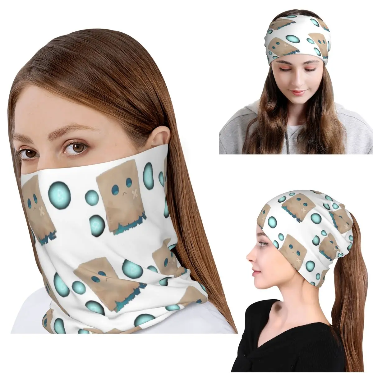 Nanashi Mumei Nameless Friend Bandana Halstuch, Wickelschal, warmer Fahrradschal, Mütze für Männer und Frauen, winddicht