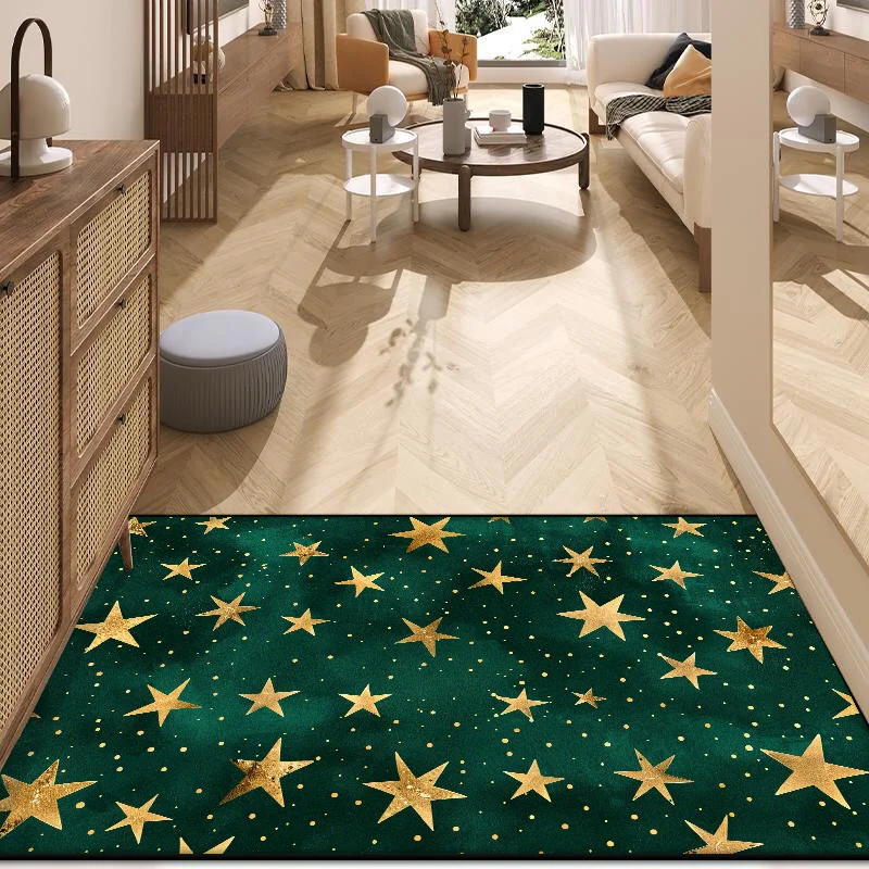 

Simple Style Five Pointed Star Pattern Decorative Rug for Living Room Easy Clean Entrance Door Mat Soft Cute Room Decor Carpet