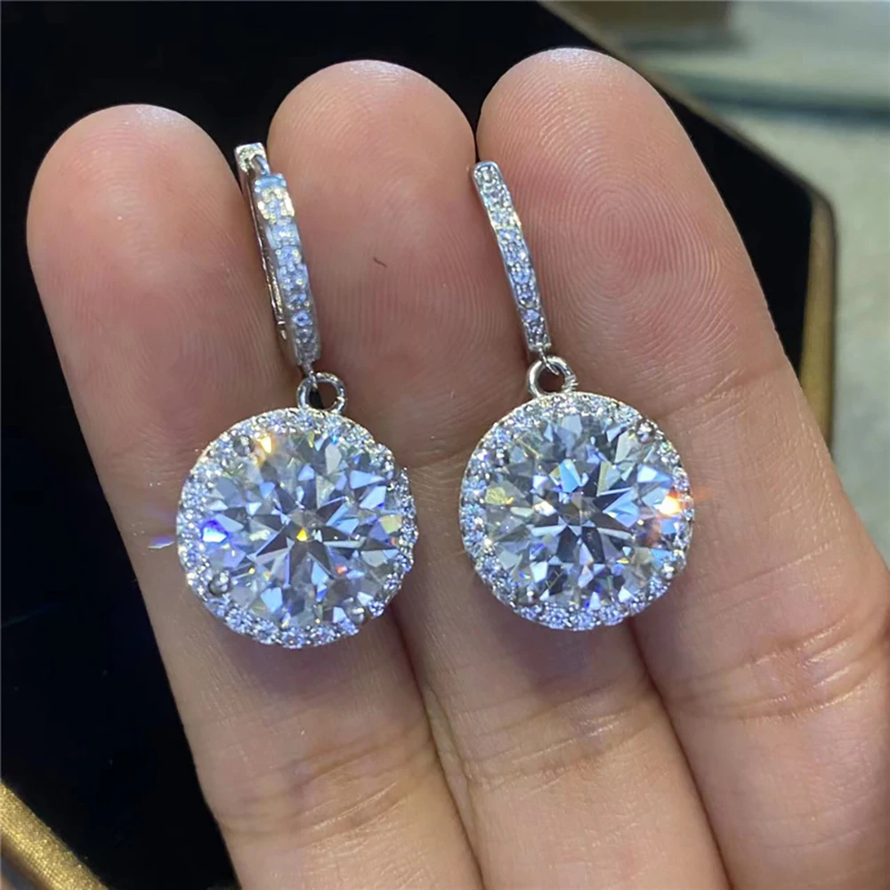 

MUXIFC 10 Carat Moissanite Hoop Earrings For Women D Color Diamond Ear Studs S925 Silver Plated 18K GRA Certified Drop Earrings