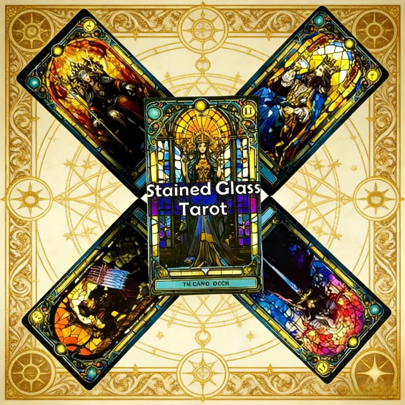 

Stanined Glass Tarot Cards A 78 Deck For Beginners Deck Oracle English Visions Divination Edition Borad Deck Playing Games