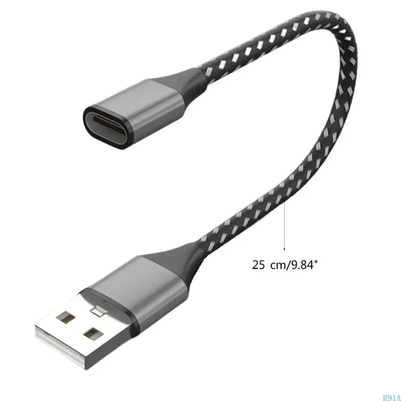 R91A USB 2.0 إلى USB C محول الذكور 480MBPS USB 2.0 إلى كابل محول أنثى USB C