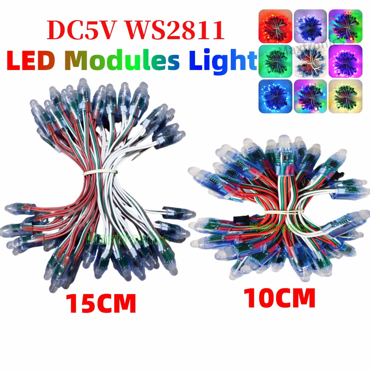 DC5V 10/15CM 50PCS WS2811 IC LED Module Light 12MM Full Color Waterproof IP68 LED String For Festival Decorative LED Pixel Lamp