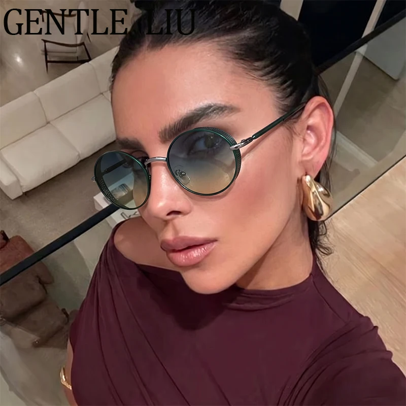 Steampunk Round Sunglasses Women 2026 New Retro Metal Frame Mesh Side Shield Driving Sun Glasses Ladies Gothic Y2K Eyewear UV400