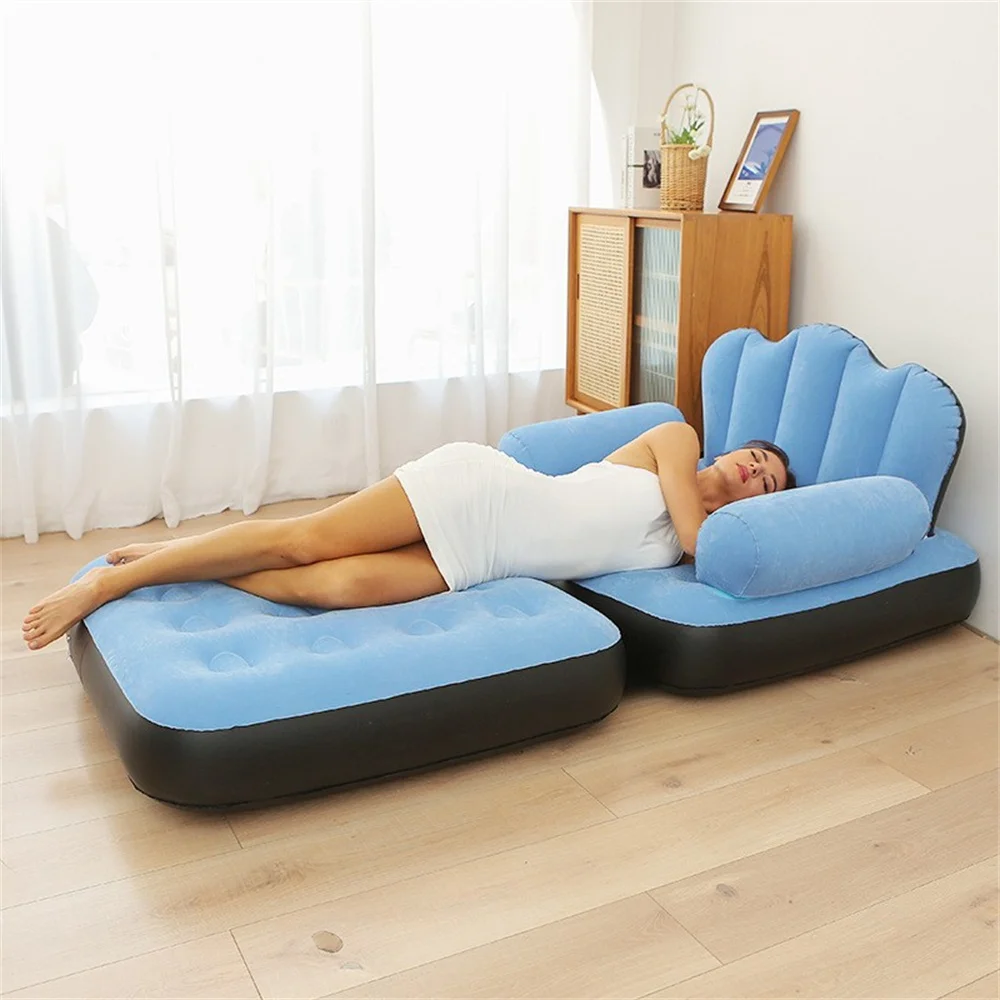 Inflatable Bean Bag Sofa Lazy Sofa Set Outdoor Foldable Mattress Recliner Bed Outdoor Seat Tatami Footstool Bedroom Chair