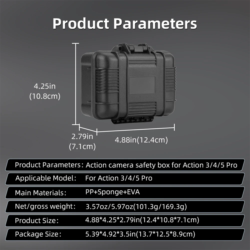 Estuche Rígido Impermeable para Accesorios DJI Action 5 Pro/Osmo Action 4/3, Maleta Protectora de Transporte Portátil