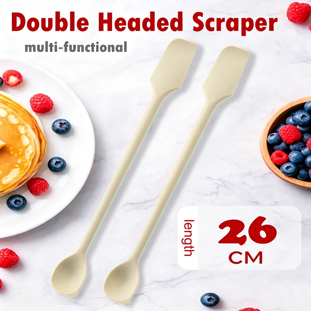 

2Pcs Silicone Double Headed Jam Scraper, Kitchen Silicone Scraper, Jam Spatula, Household Double Headed Stirrer, Spoon