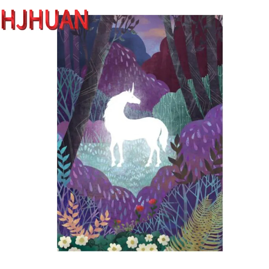 

diy Cartoon, unicorn in fantasy forest diamond painting rhinestone mosaic cross stitch embroidery kits full square round drill