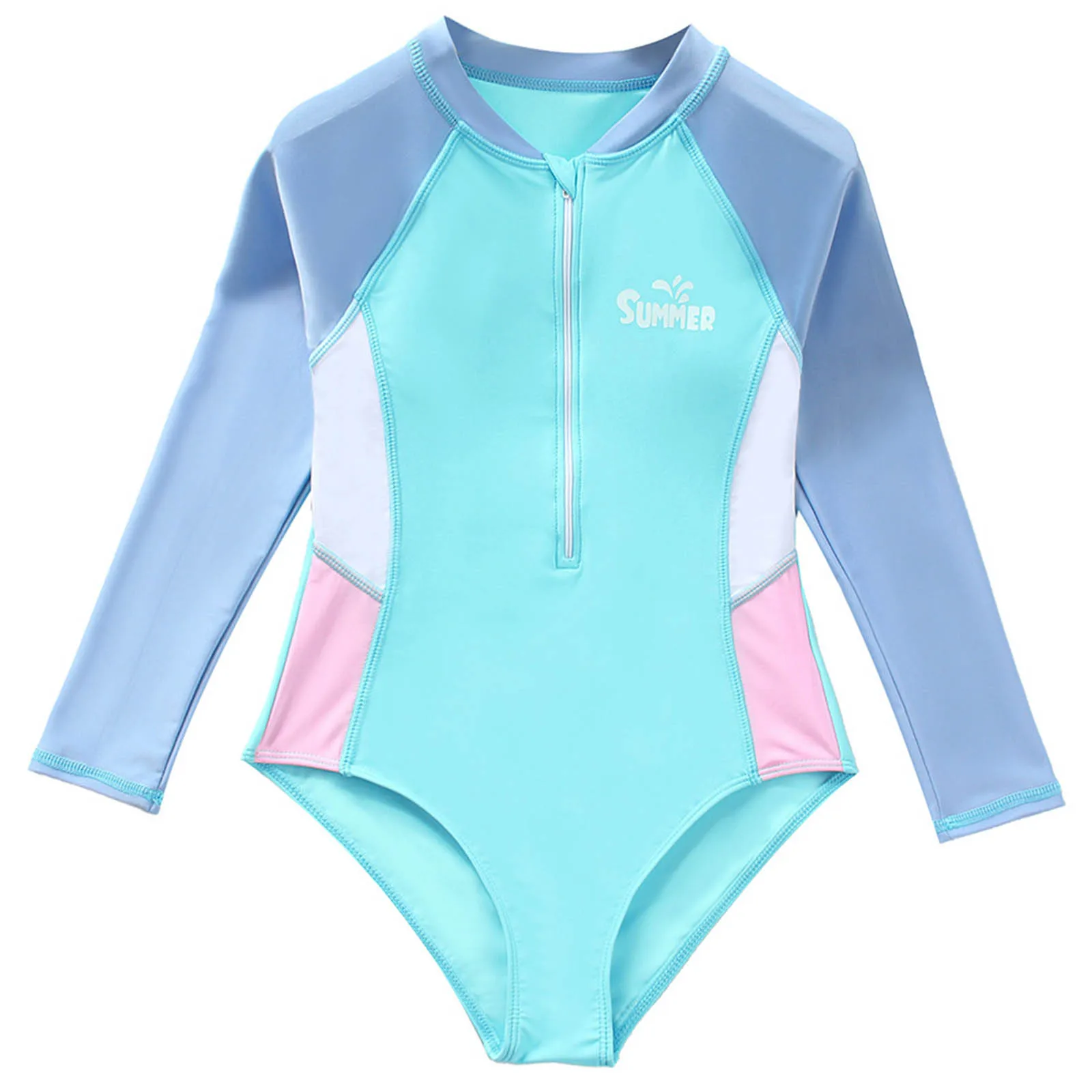 

Kids Girls Swim Leotard One Piece Swimsuits Swimwear Long Sleeve Bathing Suit Bodysuit for Summer Beach Holiday Swim Practice