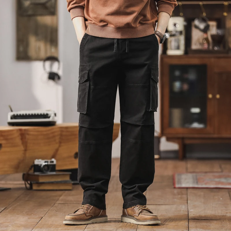 ربيع الخريف 2025 الرجال سليم مستقيم فضفاض العمل السراويل الرجعية الأمريكية عارضة الرياضة السراويل الطويلة تنوعا بارد Faionable #3