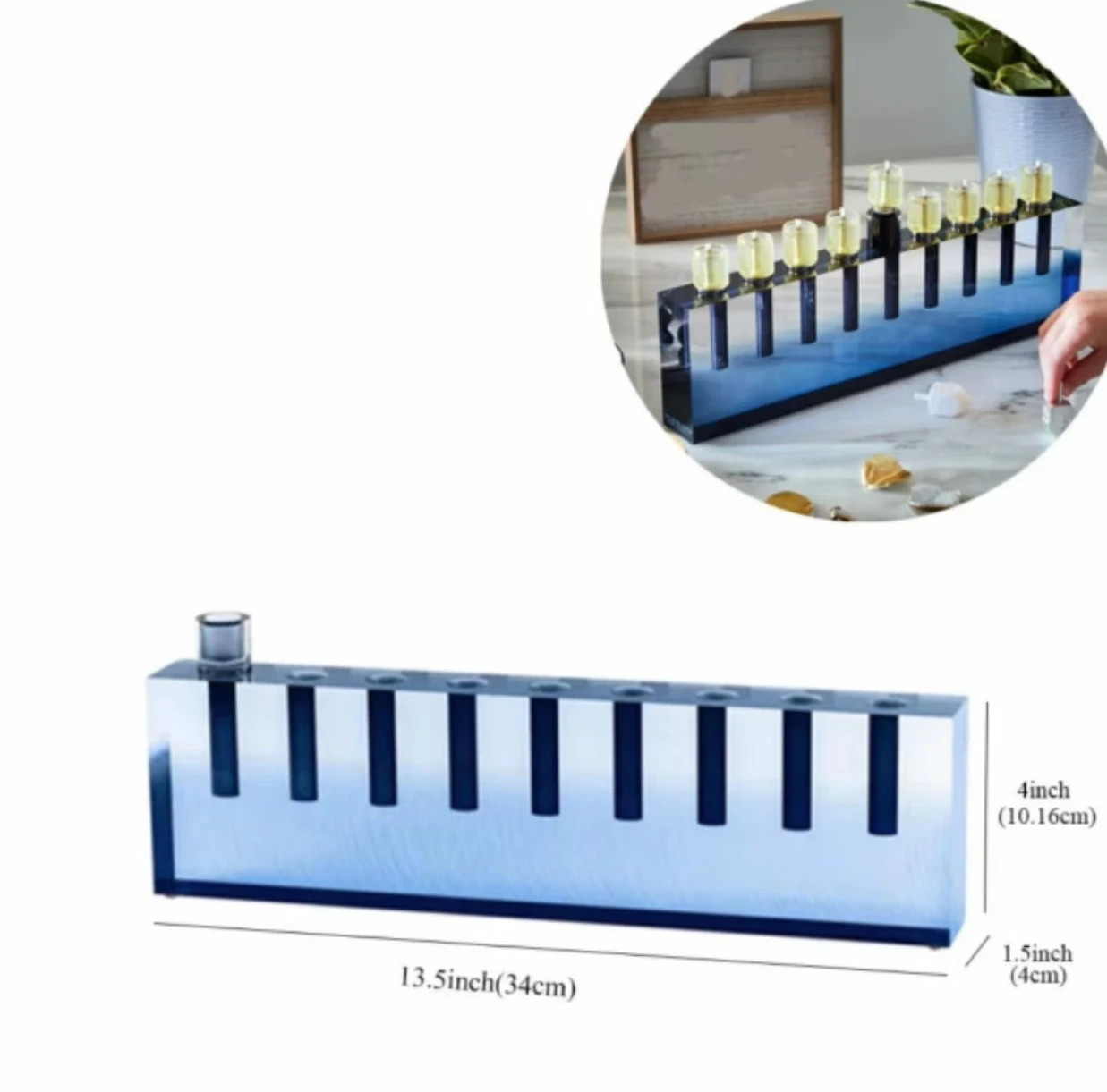

Custom Acrylic Decorative Candle Stand Menorah Hanukkah Colored Lucite Judaica Menorah for Oil Menorah
