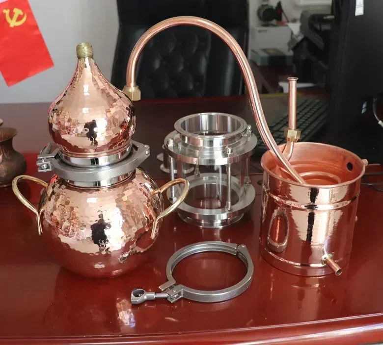 Máquina de destilación antigua de rocío puro de 5L, equipo de destilación de ginín de bayas de ginebra, purificador de ginebra de cobre puro, venta caliente barata y fina