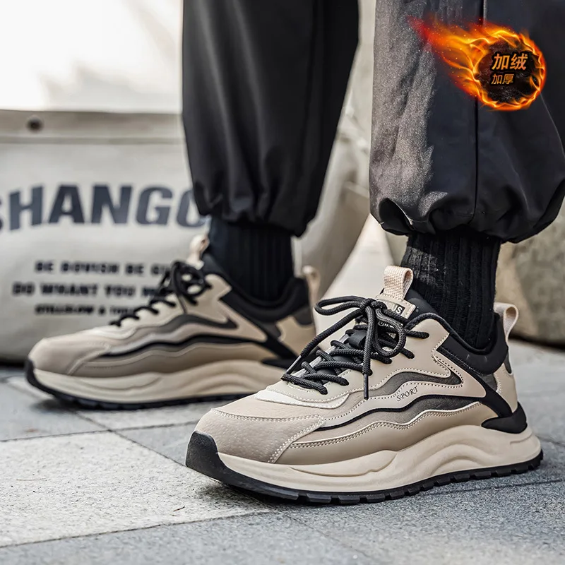 

2026, весенне-осенняя мужская спортивная обувь, модная универсальная повседневная обувь, туфли Forrest Gump с бархатной теплой мужской обувью