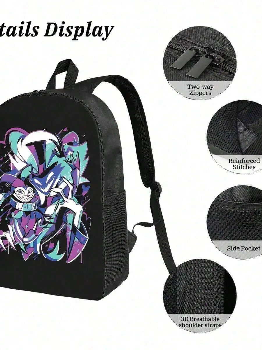 

Large Capacity Travel Backpack With Cartoon Print Expandable Design For Books And Gear