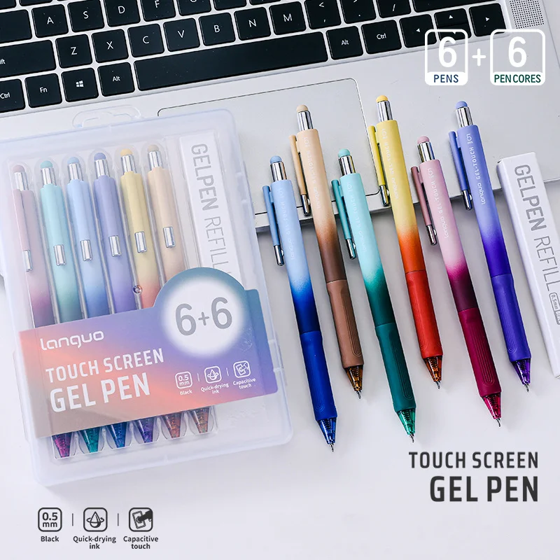

Многофункциональная ручка для сенсорного экрана, наконечник 0,5 мм, гелевая ручка с черными чернилами, сенсорная функция, ручка для письма, подписи, офисные канцелярские принадлежности