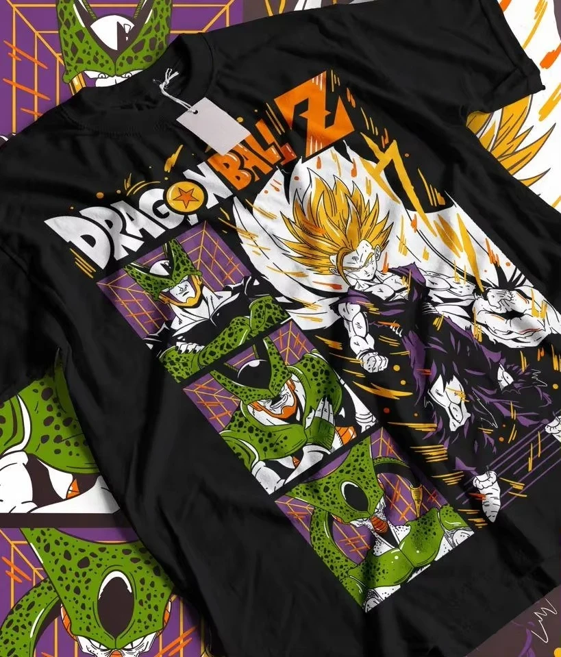 Dragon Ball Anime Son Gohan Super Saiyan 2 Retro Neutraal T-shirt Anime Liefhebber Patroon T-shirt Manga Shirt Puur Katoen Top