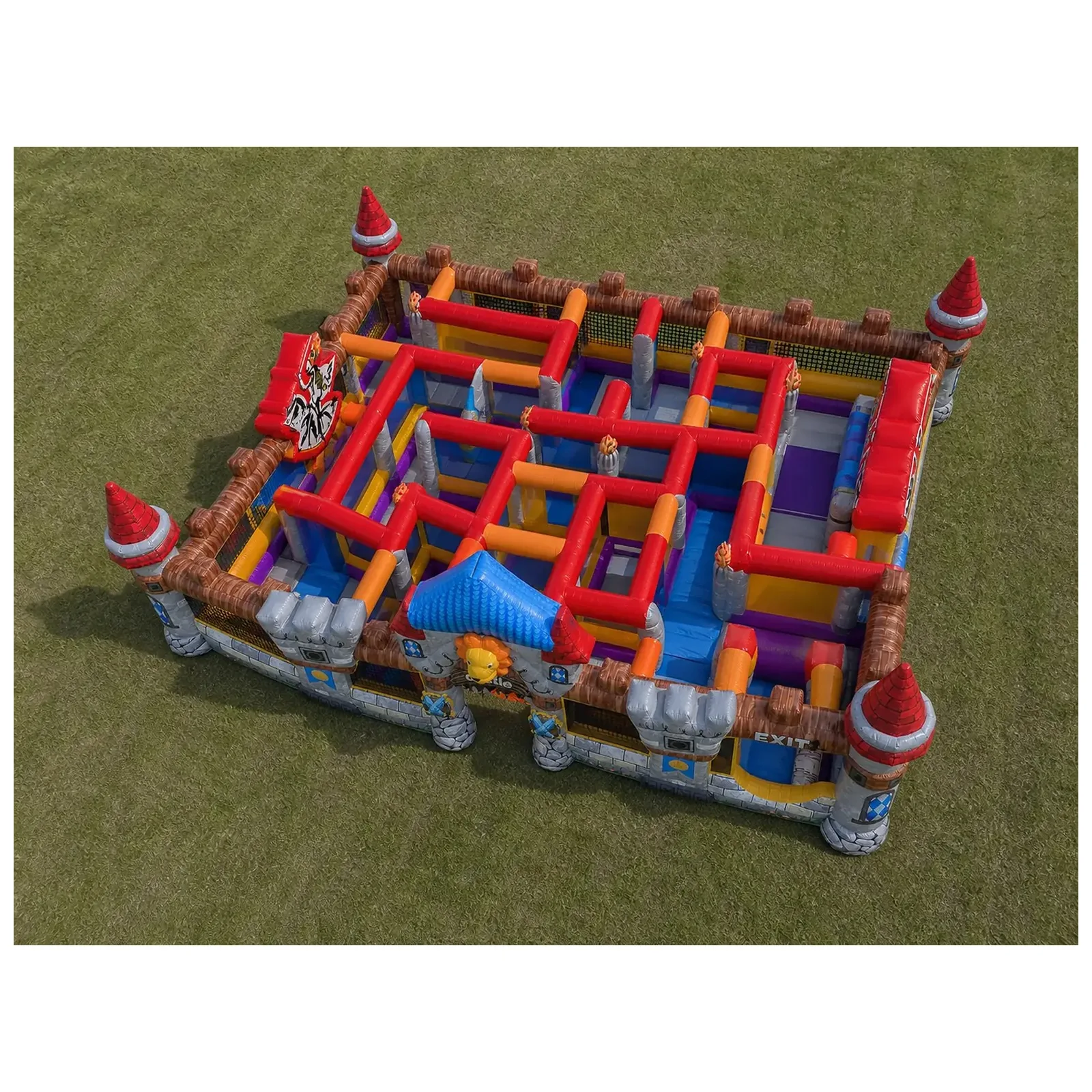 New Design 12x12m 39x39FT Giant Castle Inflatable Maze Open Top Inflatable Labyrinth Maze Game with Blower for Outdoor Events