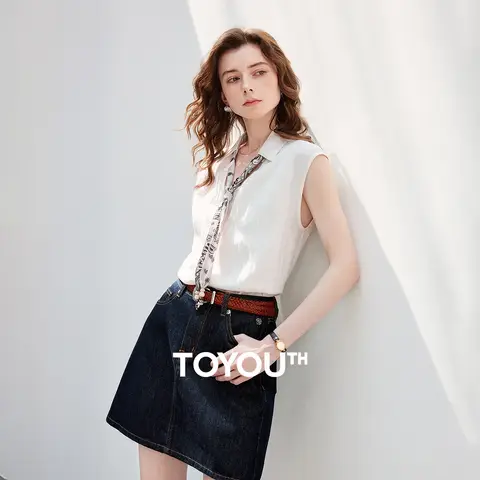TOYOUTH Women Two Piece Blouse Shirt 2026 Summer New Lyocell Sleeveless with Scarf Elegant Vacation Pullover Tops