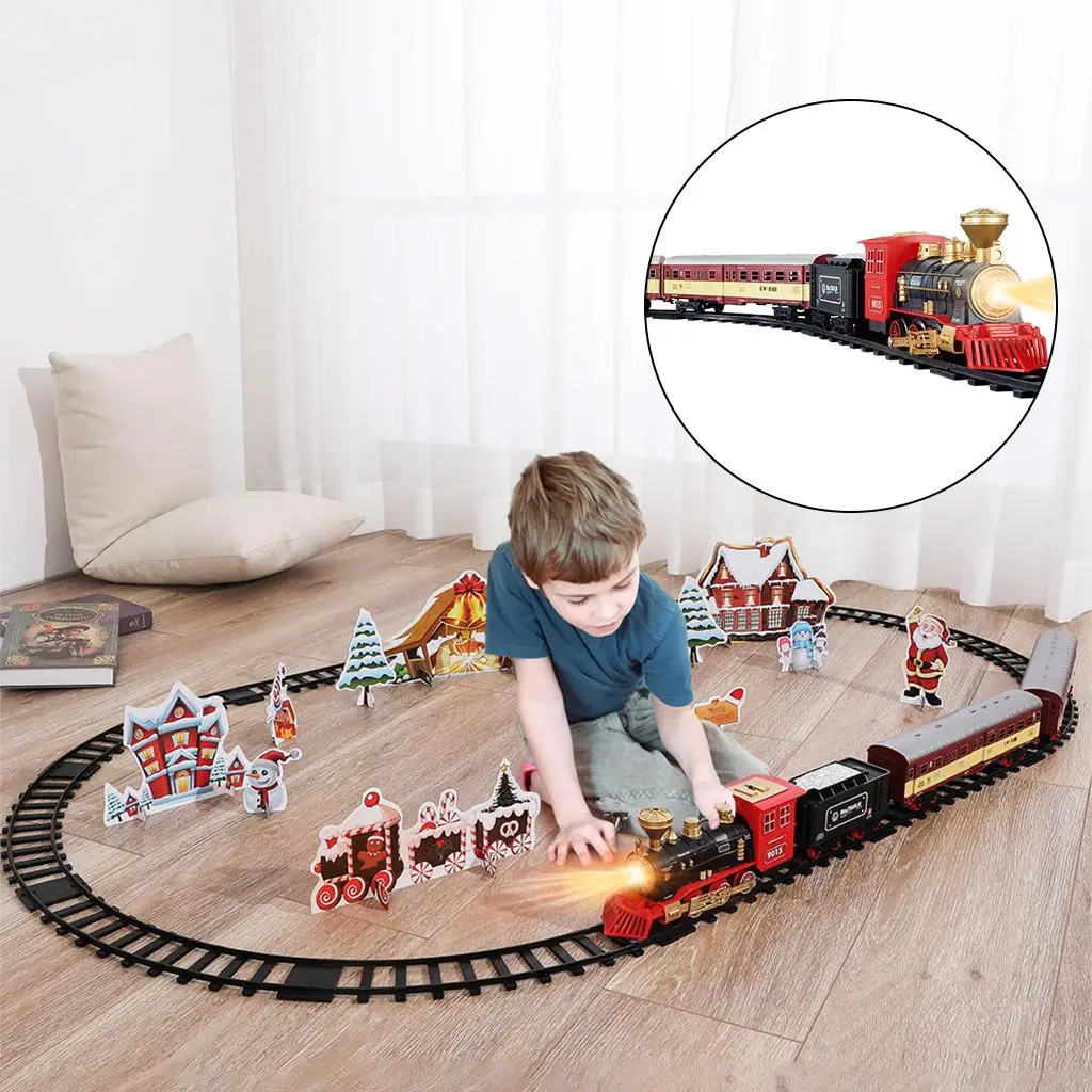 Tren de juguete eléctrico con luces y sonido, kits de ferrocarril, juguete para regalo