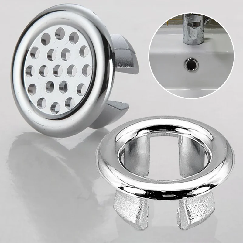 Round Overflow Cover Ring Bathroom Sink Plug Insert Replacement Sink Drain Filter Sink Accessories for Kitchen Bathroom