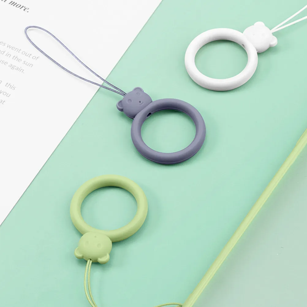 10Pcs Phone Lanyard Silicone Finger Ring Strap Anti-Lost Grip Holder Short Rope Mobile Phone Accessories Key Chain Pendant