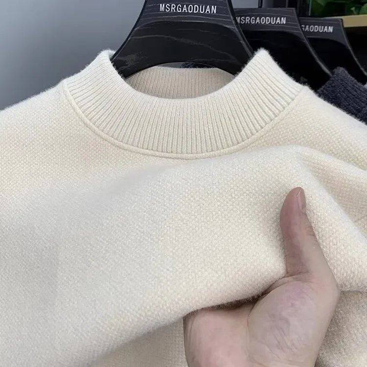 

2025 New Winter Chenille Warm Fleece-Lined Thick Knitted Pullover Sweater with Half Turtleneck