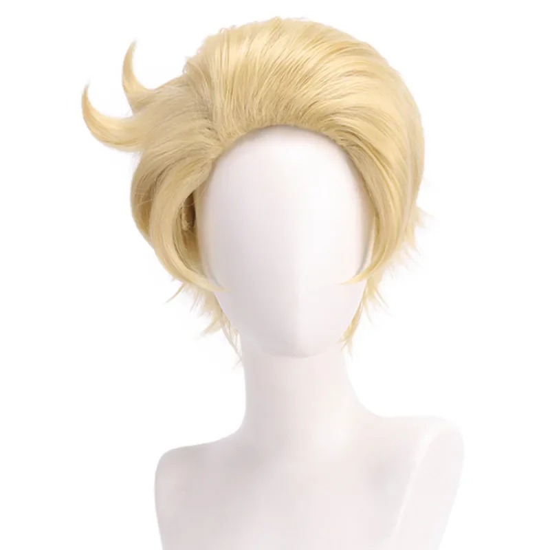 Anime Lucifer MorFight Star Cosplay Perruque pour Adultes, Cheveux Blonds Courts Synthétiques, Accessoires d'Halloween, Unisexe, Degré de Chaleur, Hôtel