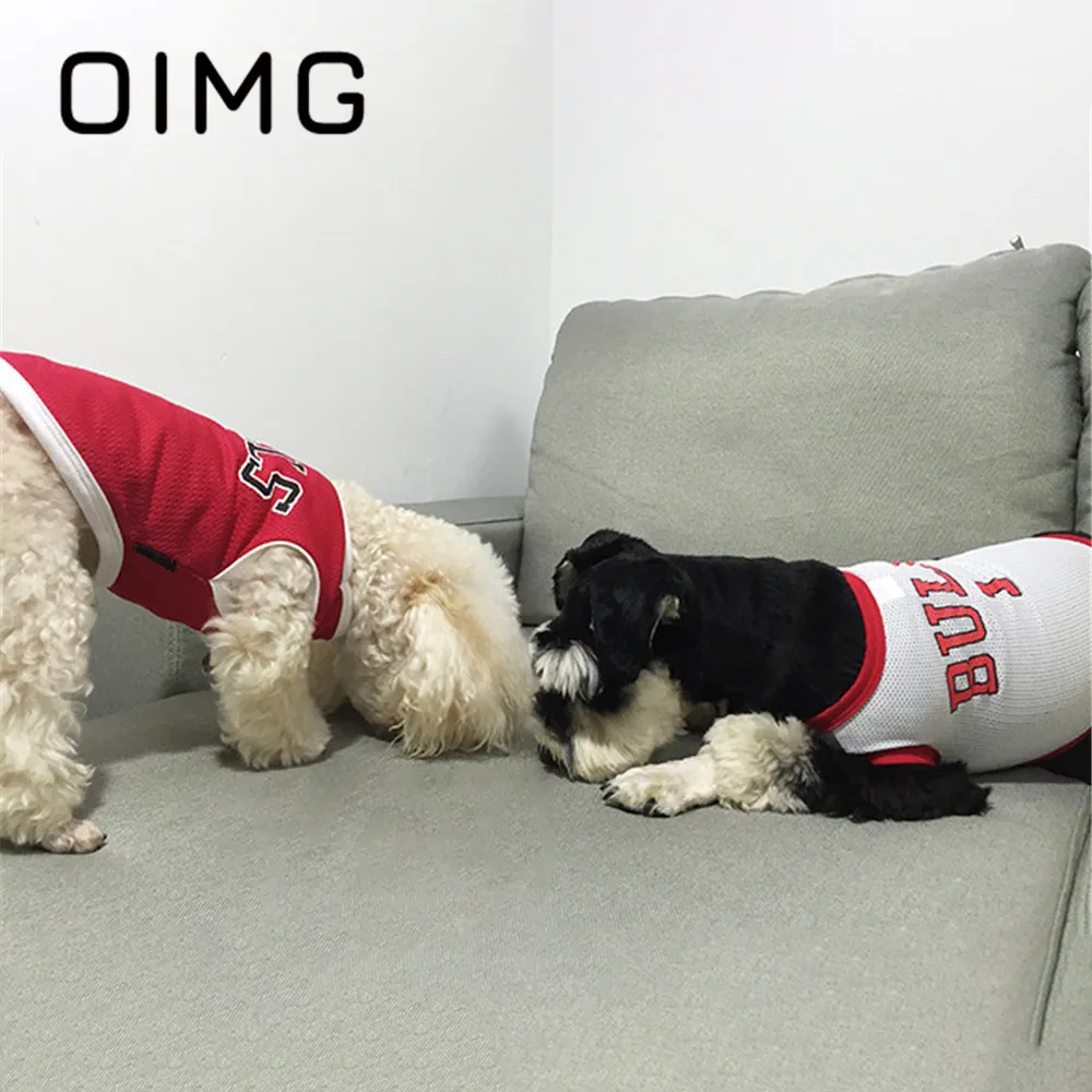 

OIMG Summer Dog Clothes Sport Dog Jersey Schnauzer Bichon Poodle Breathable Puppy T-Shirts Basketball Shirt For Small Medium Dog