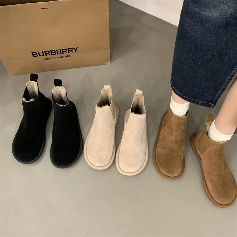 Women 2023 New All-match Mori Vintage Cotton Shoes for Women Plus Cashmere Warm Short Boots for Women Winter Flat Cotton Shoes